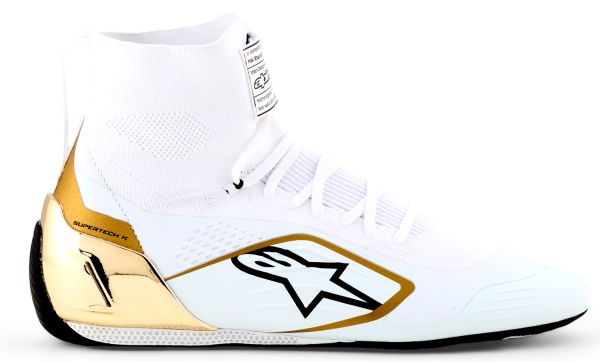 Alpinestars Supertech K Schuh weiß-schwarz-gold